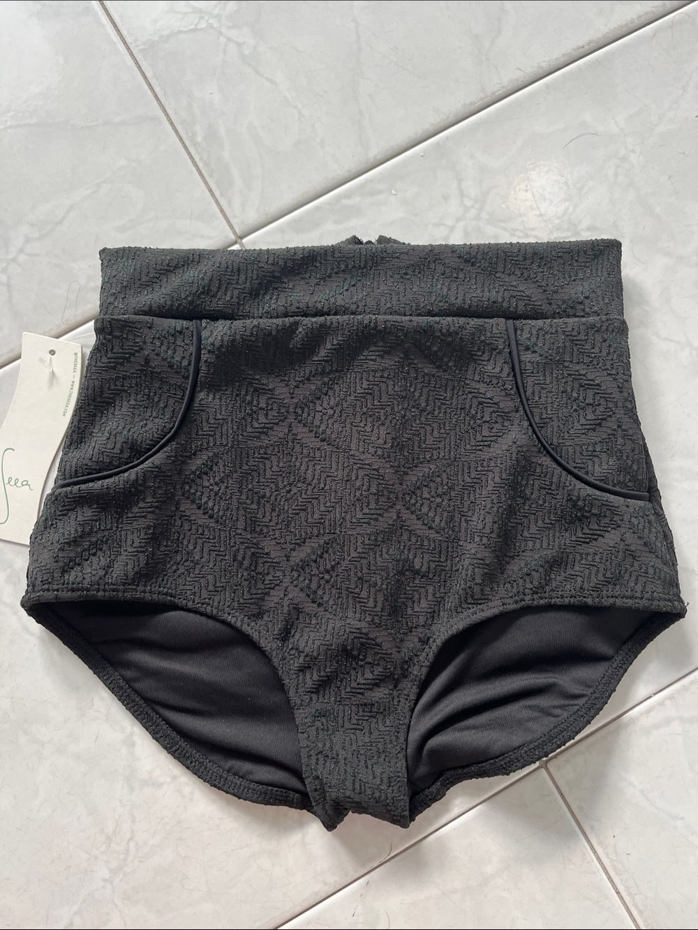Seea Georgia High Waist Bikini Bottoms In Black Small